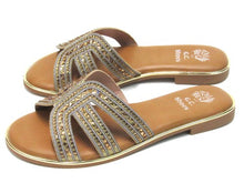 GC Shoes Clara Rhinestone Slip On Flat Sandal (Women's) - Bronze - Sz 7 M