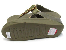FitFlop Halo Bead-Circle Toe-Post Flat Sandal (Women's) - Camo Green - Sz 8 M