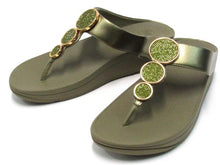 FitFlop Halo Bead-Circle Toe-Post Flat Sandal (Women's) - Camo Green - Sz 8 M