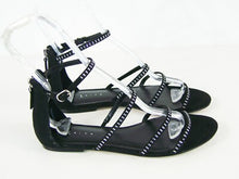 Leith Rhinestone Embellished Strappy Flat Sandal - Black - Sz 8.5 M ???