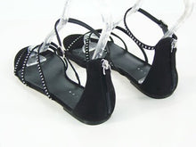 Leith Rhinestone Embellished Strappy Flat Sandal - Black - Sz 8.5 M ???