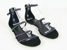 Leith Rhinestone Embellished Strappy Flat Sandal - Black - Sz 8.5 M ???