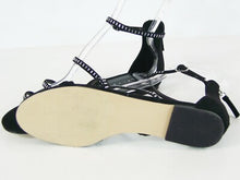 Leith Rhinestone Embellished Strappy Flat Sandal - Black - Sz 8.5 M ???