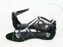 Leith Rhinestone Embellished Strappy Flat Sandal - Black - Sz 8.5 M ???
