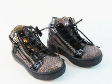 Giuseppe Zanotti Glitter High Top Dbl Zip Sneakers - Black - Size 19 (Toddler)