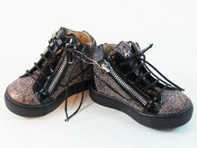 Giuseppe Zanotti Glitter High Top Dbl Zip Sneakers - Black - Size 19 (Toddler)