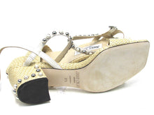 Jimmy Choo Aadra Rafia Woven Pearl Studded Sandal (Women's) - Natural - Sz 7 M