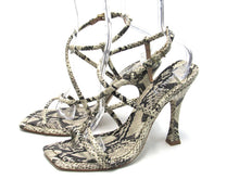 Schutz Lovi Snake Embossed Heeled Sandal (Women's) - Natural - Sz 10 B