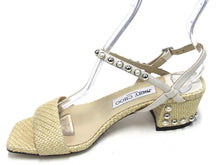 Jimmy Choo Aadra Rafia Woven Pearl Studded Sandal (Women's) - Natural - Sz 7 M