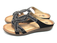 GC Shoes Alora Embellished Slide Flat Sandal (Women's) - Black - Sz 7 M