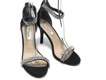 Nina Vauna Ankle Strap Evening Sandal (Women's) - Black Satin - Sz 10 M