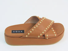 Aqua Krisa Studded Slide Platform Sandal (Women's) - Cognac - 6.5 M;  EU 37
