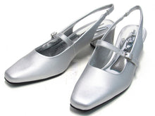 Easy Street Cameo Slingback Mary Jane Pump (Women's) - Silver Satin - Sz 9.5 M