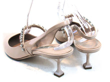 Miu Miu Camoscio Crystal Embellished Pointed Toe Pump (Women's) - Nude - Sz 39.5