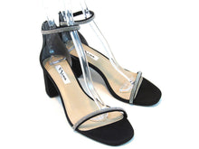 Nina Barby Block Heel Dress Sandal (Women's) - Black Luster Satin - Sz 9 M