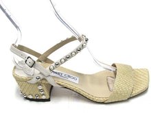 Jimmy Choo Aadra Rafia Woven Pearl Studded Sandal (Women's) - Natural - Sz 7 M