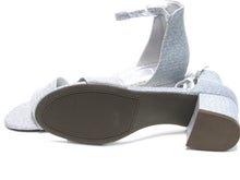Sugar Noelle Block Heel Ankle Strap Sandal - Silver Sparkle - 9 M; 40 EU
