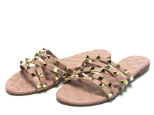 Wild Diva Lounge Studded Flat Slide Sandal (Women's) - Biege - Sz 6.5 M