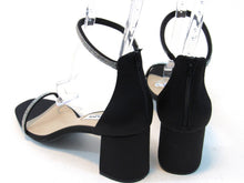 Nina Barby Block Heel Dress Sandal (Women's) - Black Luster Satin - Sz 9 M