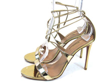 Aquazzura Linda Ankle-Strap Heeled Sandal (Women's) - Gold - Sz 7.5 M; 38 EU
