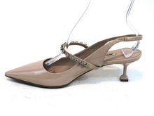 Miu Miu Camoscio Crystal Embellished Pointed Toe Pump (Women's) - Nude - Sz 39.5