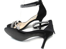 Nina Vauna Ankle Strap Evening Sandal (Women's) - Black Satin - Sz 10 M