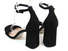 Steve Madden Dillion Ankle Strap Two Piece Block Heel Sandal - Black - 6.5 M