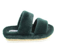 Olivia Miller Ortona Faux Fur Platform Sandal (Women's) - Dark Green - 8 M