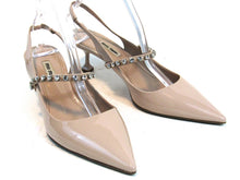 Miu Miu Camoscio Crystal Embellished Pointed Toe Pump (Women's) - Nude - Sz 39.5