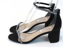 Nina Barby Block Heel Dress Sandal (Women's) - Black Luster Satin - Sz 9 M