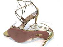 Aquazzura Linda Ankle-Strap Heeled Sandal (Women's) - Gold - Sz 7.5 M; 38 EU