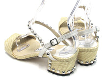 Jimmy Choo Aadra Rafia Woven Pearl Studded Sandal (Women's) - Natural - Sz 7 M