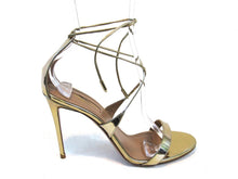 Aquazzura Linda Ankle-Strap Heeled Sandal (Women's) - Gold - Sz 7.5 M; 38 EU
