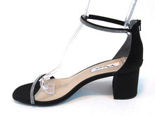 Nina Barby Block Heel Dress Sandal (Women's) - Black Luster Satin - Sz 9 M