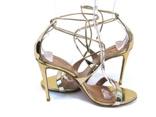 Aquazzura Linda Ankle-Strap Heeled Sandal (Women's) - Gold - Sz 7.5 M; 38 EU