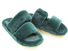 Olivia Miller Ortona Faux Fur Platform Sandal (Women's) - Dark Green - 8 M