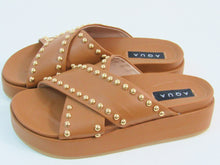Aqua Krisa Studded Slide Platform Sandal (Women's) - Cognac - 6.5 M;  EU 37