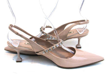 Miu Miu Camoscio Crystal Embellished Pointed Toe Pump (Women's) - Nude - Sz 39.5