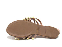 Wild Diva Lounge Studded Flat Slide Sandal (Women's) - Biege - Sz 6.5 M