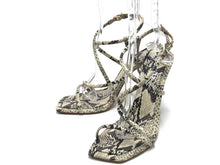 Schutz Lovi Snake Embossed Heeled Sandal (Women's) - Natural - Sz 10 B