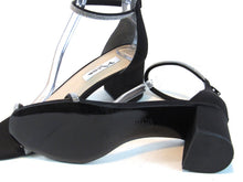 Nina Barby Block Heel Dress Sandal (Women's) - Black Luster Satin - Sz 9 M