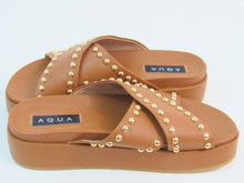 Aqua Krisa Studded Slide Platform Sandal (Women's) - Cognac - 6.5 M;  EU 37