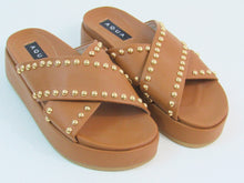 Aqua Krisa Studded Slide Platform Sandal (Women's) - Cognac - 6.5 M;  EU 37