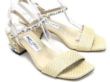 Jimmy Choo Aadra Rafia Woven Pearl Studded Sandal (Women's) - Natural - Sz 7 M